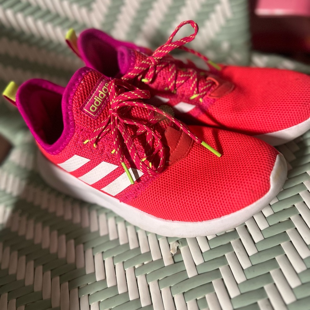Adidas Pink and White Sneakers with Cushioned Sole